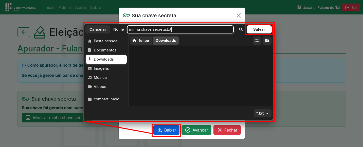 tela configuração de chave modal baixar.png